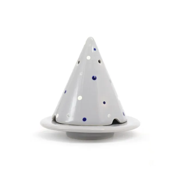 Merlin Pois Bleu Blanc lampe encens peinte main