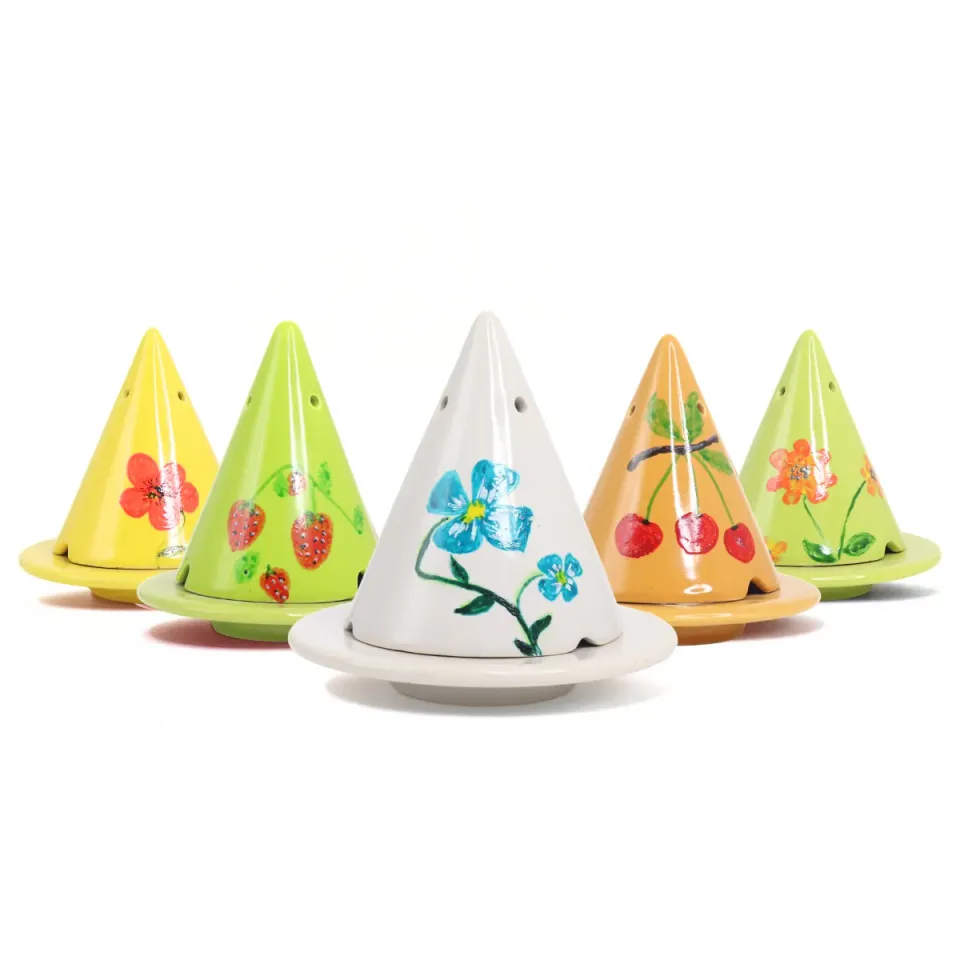 Merlin Fleurs & Fruits lampe diffuseur céramique peinte main 12cm