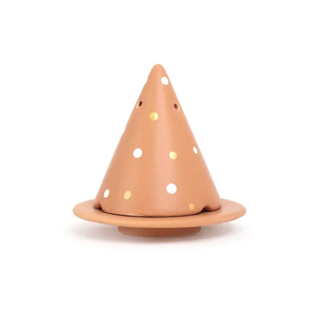 Merlin Pois Terracotta Doré lampe encens peinte main