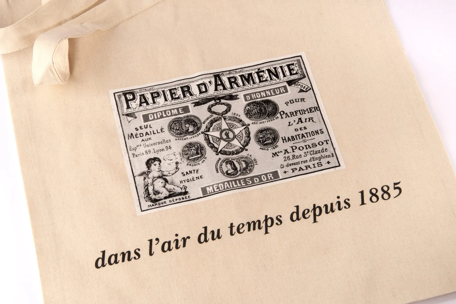 Papier d'Arménie 1900 tote bag sac coton 41,5 cm